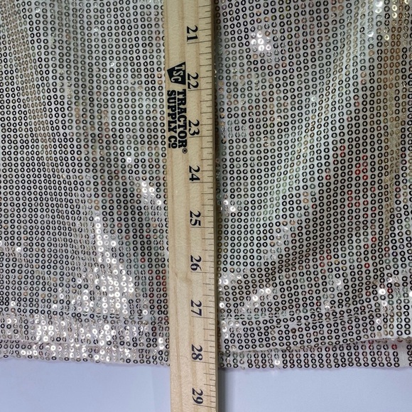 Glamorous Gold Christmas Party Skirt Midi Sequin Sexy 7” Slit Mob Wife Classical - Picture 2 of 8